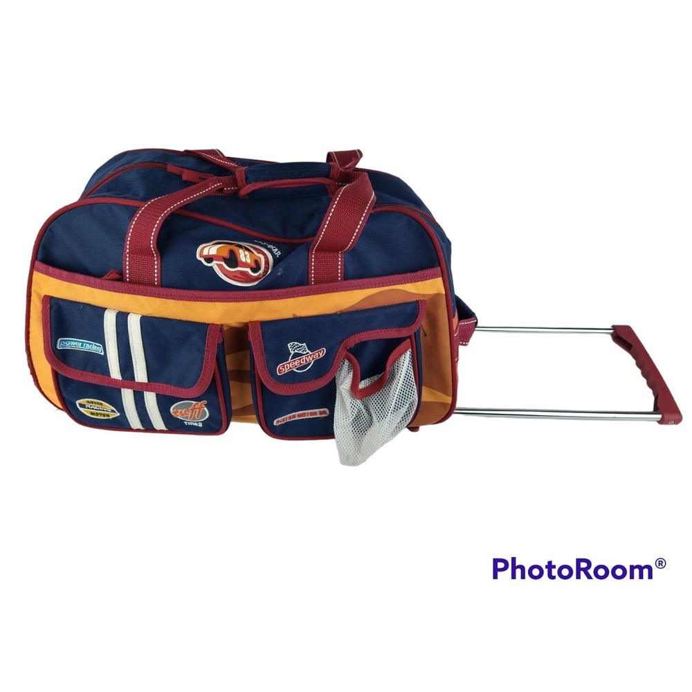 Vintage Skyway Luggage Kids Gear Bag Rollers wheeled Power Racing Speedway